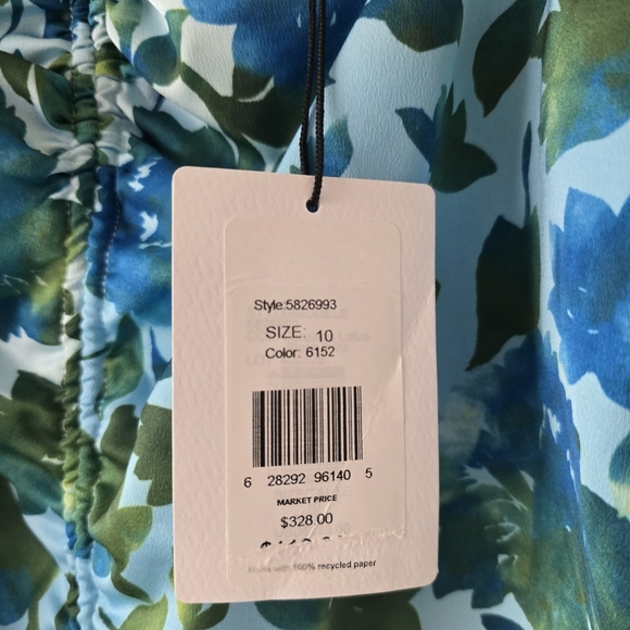 NWT Amur Ravenna Puff Sleeve Top Blue Green 10 - Picture 11 of 11